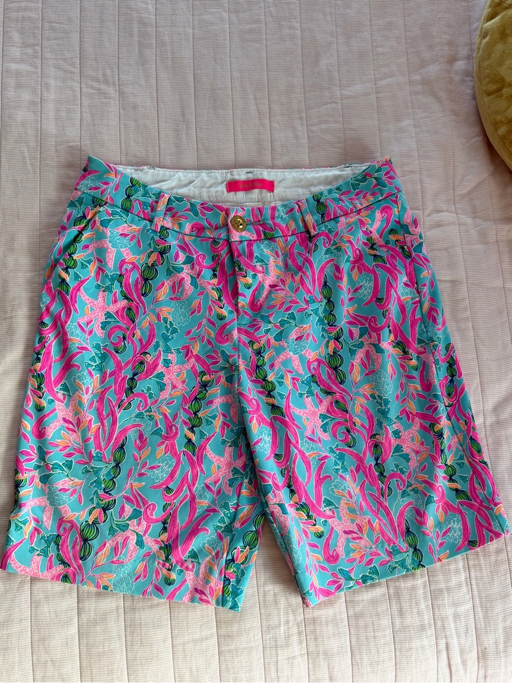 Lilly Pulitzer Teal and Pink Tropical Print Bermuda Shorts